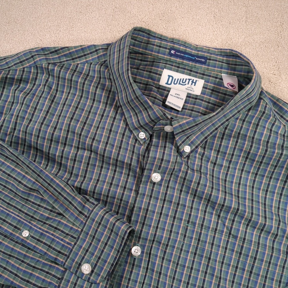 Duluth Trading Co Magna Ready Technology Plaid Magnetic Button Shirt XXL